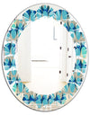 Retro Abstract Design XV - Modern Round or Oval Wall Mirror - Leaves