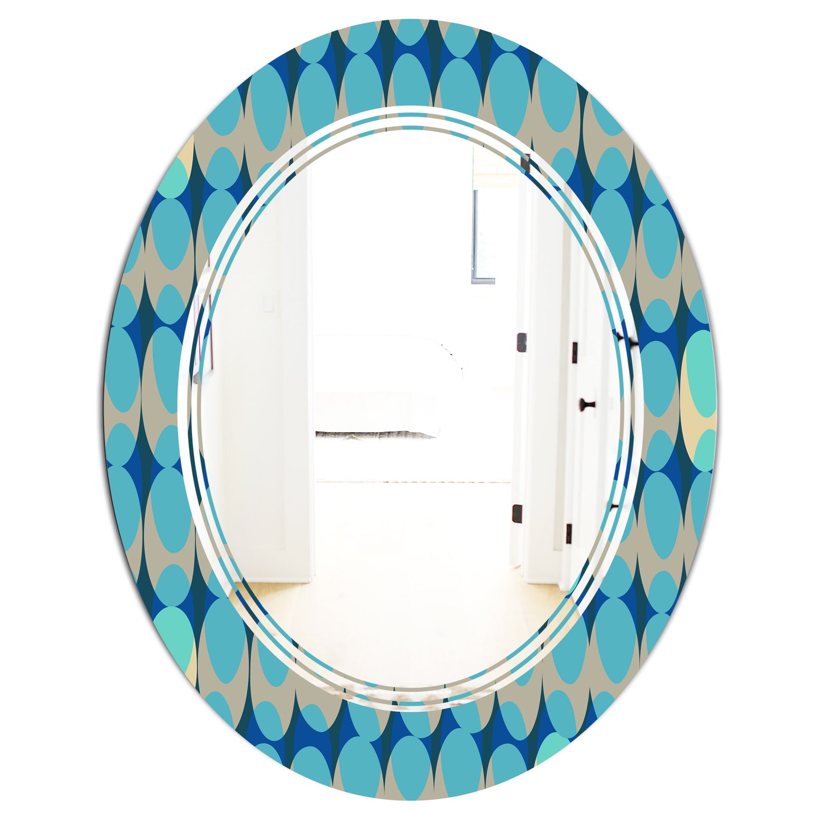 Retro Abstract Design XV - Modern Round or Oval Wall Mirror - Triple C