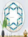 Retro Abstract Design XV - Modern Round or Oval Wall Mirror - Hexagon Star