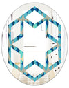 Retro Abstract Design XV - Modern Round or Oval Wall Mirror - Hexagon Star