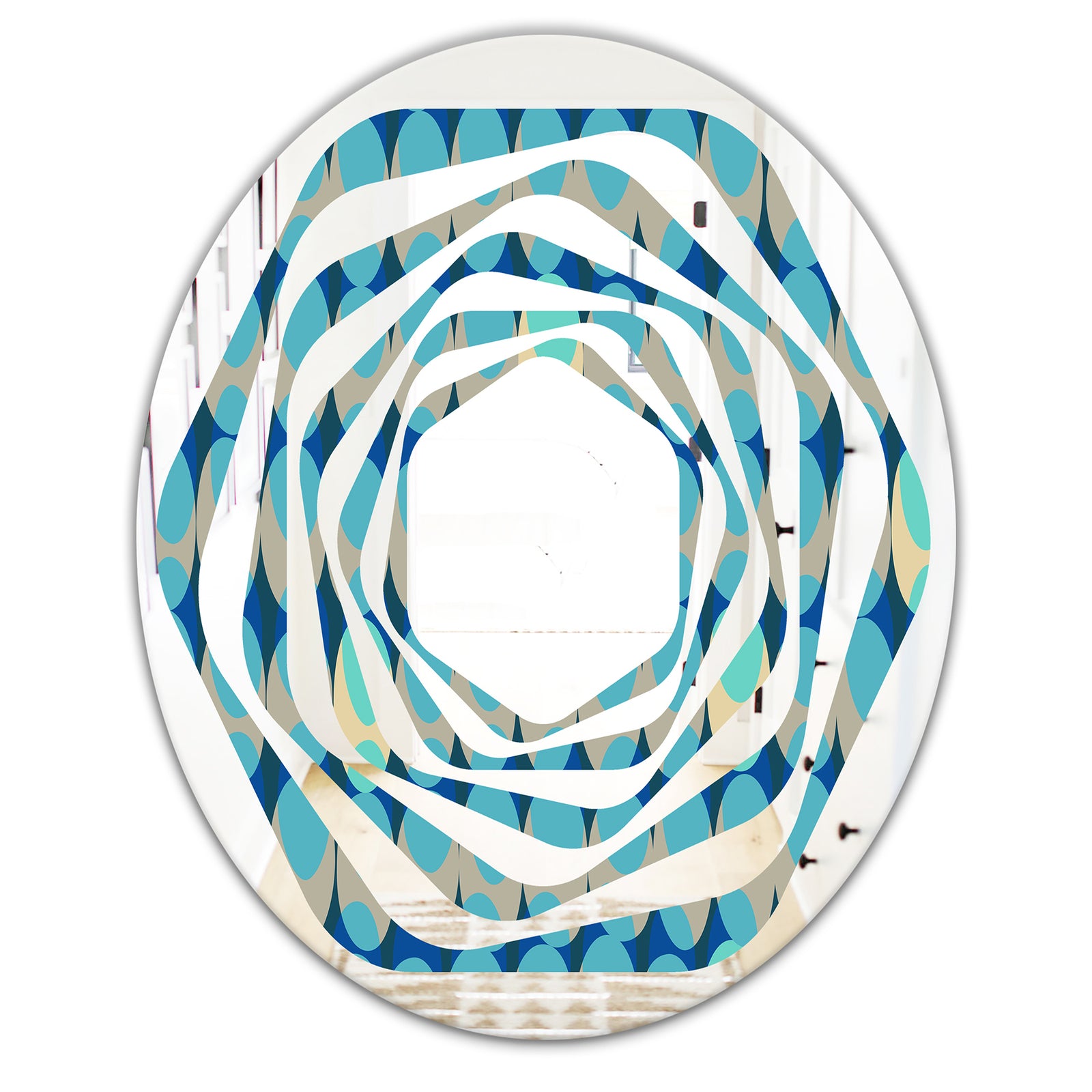 Retro Abstract Design XV - Modern Round or Oval Wall Mirror - Whirl