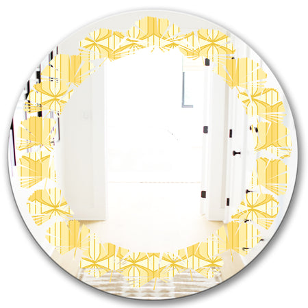 Retro Ornamental Design III - Modern Round or Oval Wall Mirror - Leaves