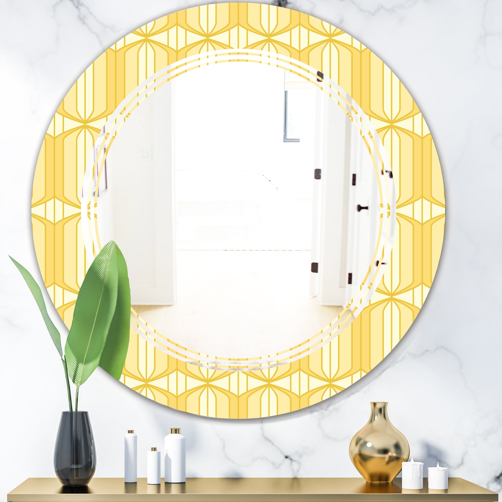 Retro Ornamental Design III - Modern Round or Oval Wall Mirror - Triple C