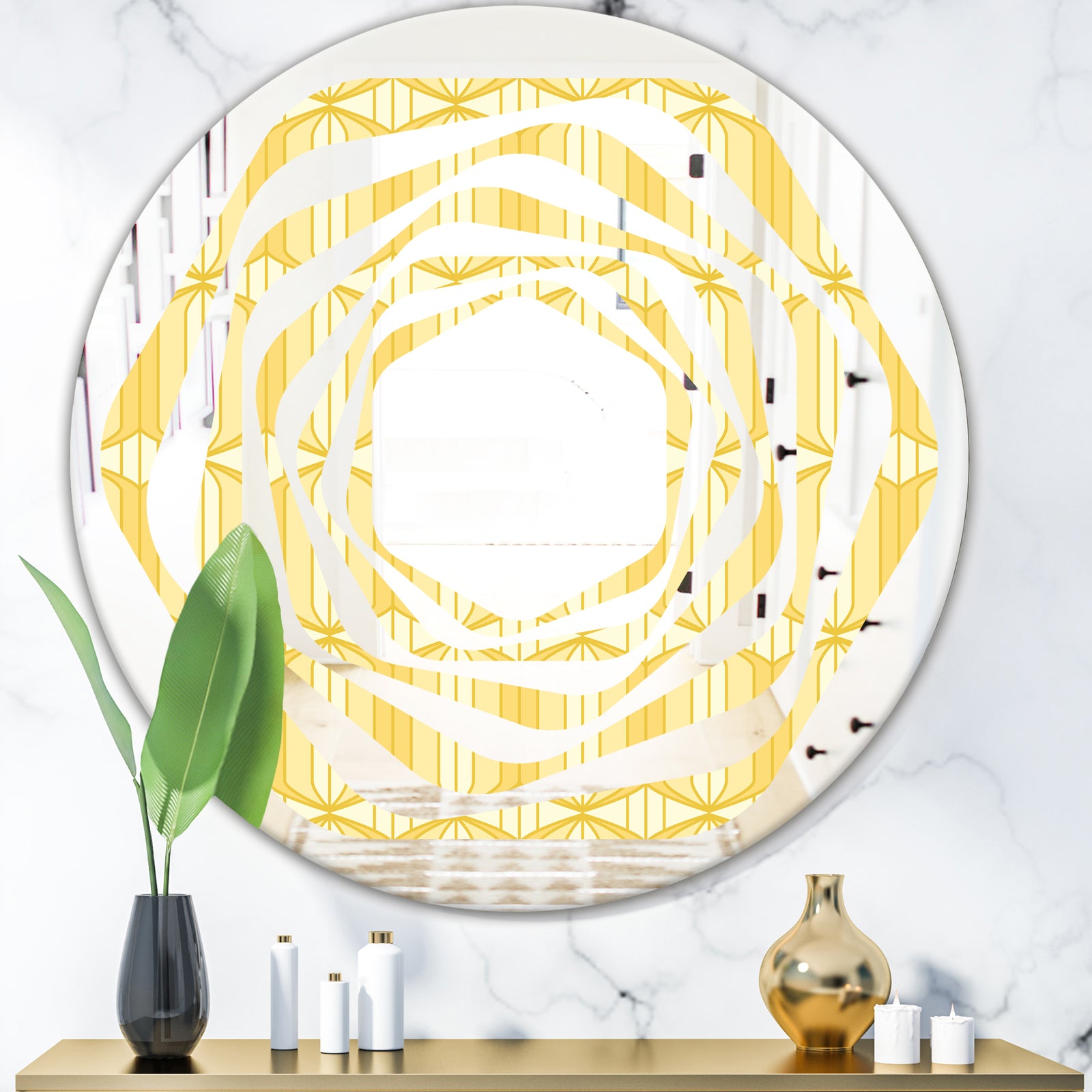Retro Ornamental Design III - Modern Round or Oval Wall Mirror - Whirl