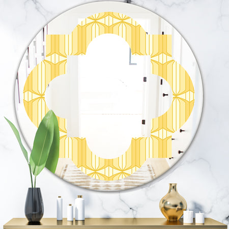 Retro Ornamental Design III - Modern Round or Oval Wall Mirror - Quatrefoil