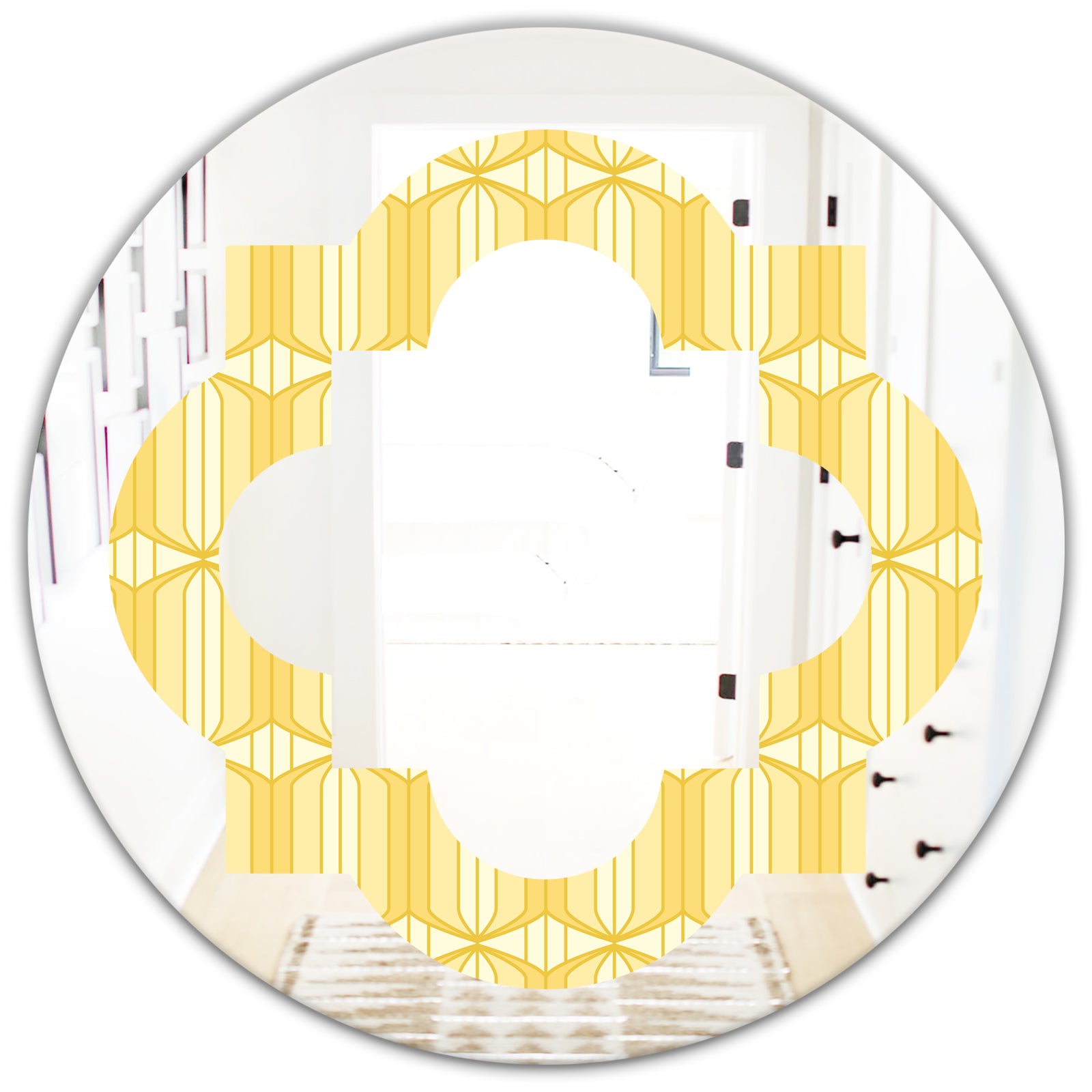 Retro Ornamental Design III - Modern Round or Oval Wall Mirror - Quatrefoil