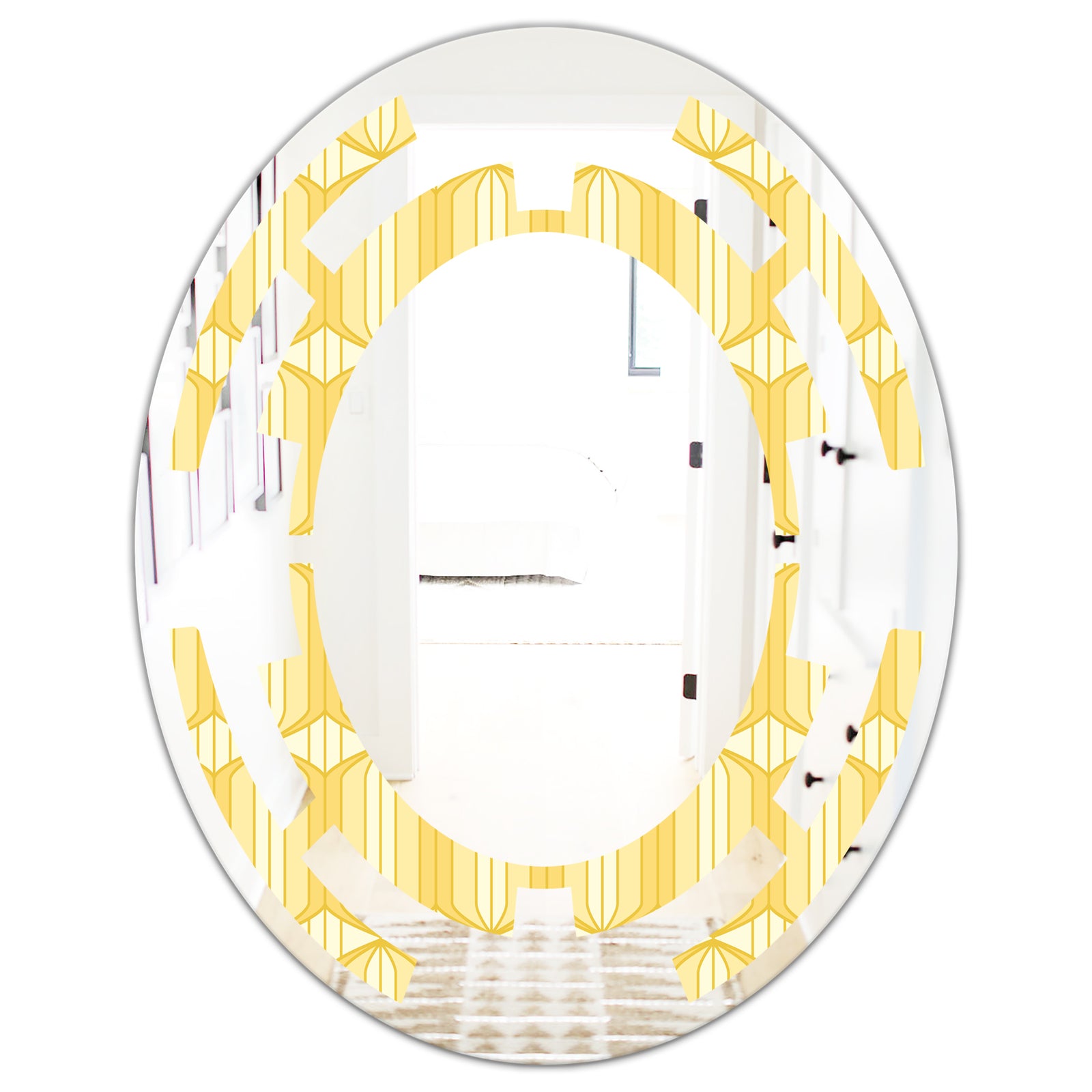 Retro Ornamental Design III - Modern Round or Oval Wall Mirror - Space