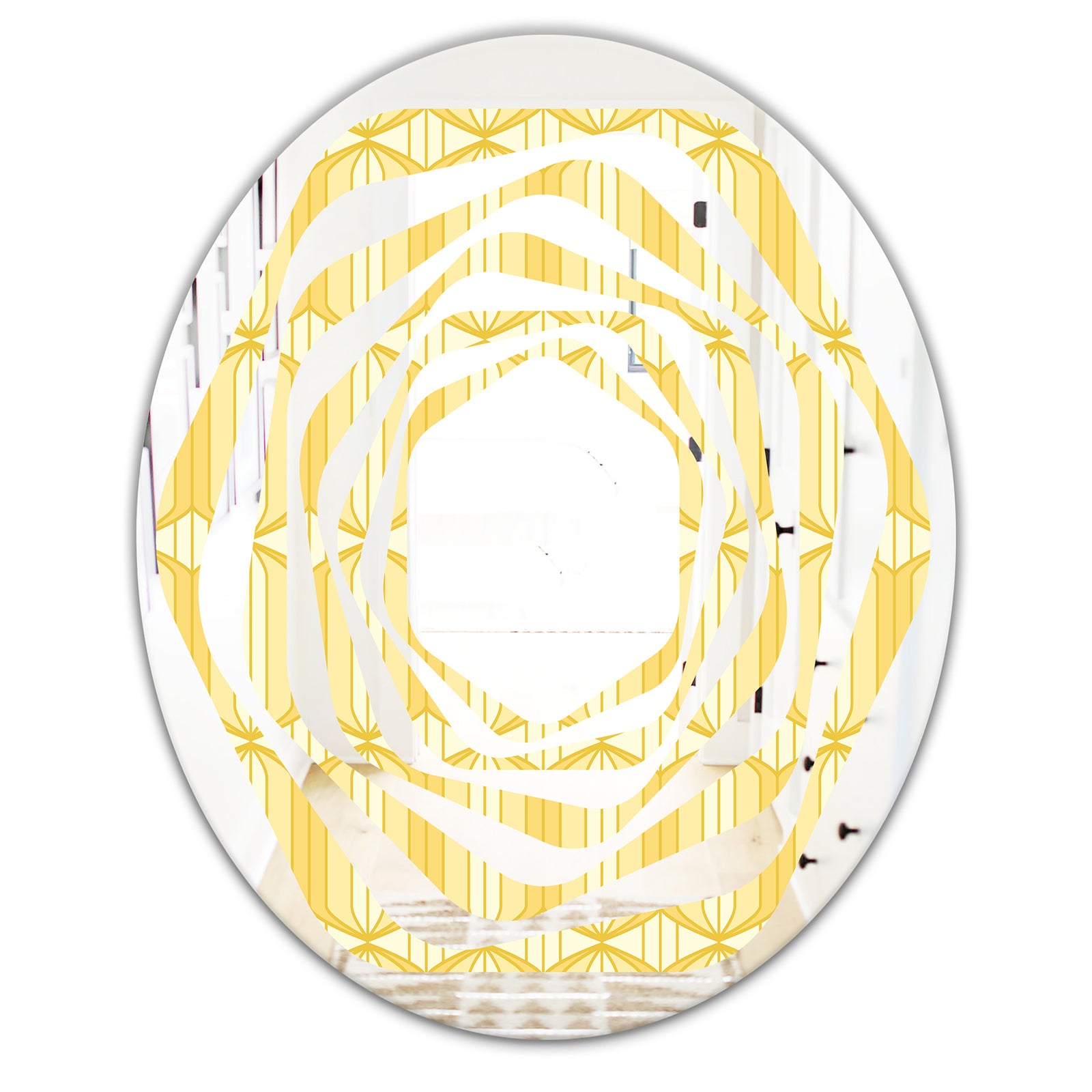 Retro Ornamental Design III - Modern Round or Oval Wall Mirror - Whirl