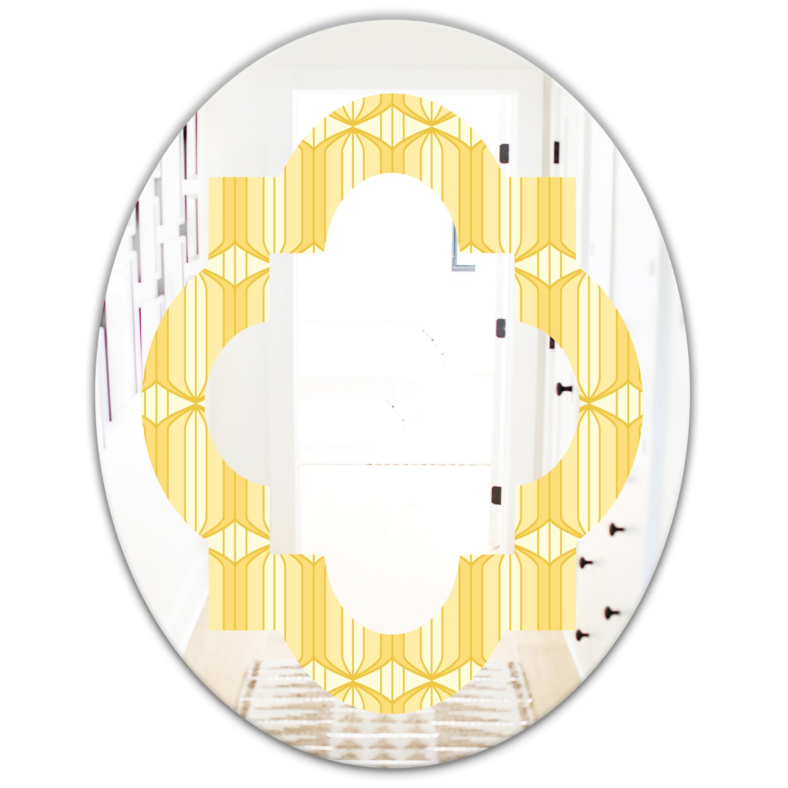 Retro Ornamental Design III - Modern Round or Oval Wall Mirror - Quatrefoil