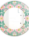 retro pattern with flowers and leaves - Modern Round or Oval Wall Mirror - Wave