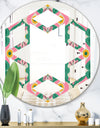 retro pattern with flowers and leaves - Modern Round or Oval Wall Mirror - Hexagon Star