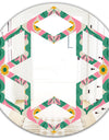 retro pattern with flowers and leaves - Modern Round or Oval Wall Mirror - Hexagon Star