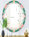 retro pattern with flowers and leaves - Modern Round or Oval Wall Mirror - Triple C
