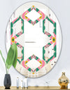 retro pattern with flowers and leaves - Modern Round or Oval Wall Mirror - Hexagon Star