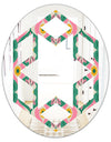 retro pattern with flowers and leaves - Modern Round or Oval Wall Mirror - Hexagon Star