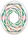 retro pattern with flowers and leaves - Modern Round or Oval Wall Mirror - Whirl