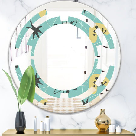 1950 Retro Pattern I - Modern Round or Oval Wall Mirror - Space