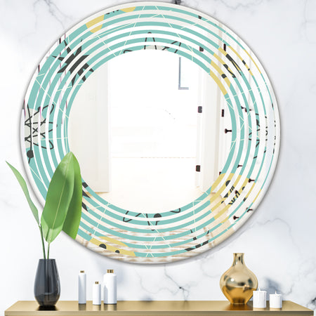 1950 Retro Pattern I - Modern Round or Oval Wall Mirror - Wave