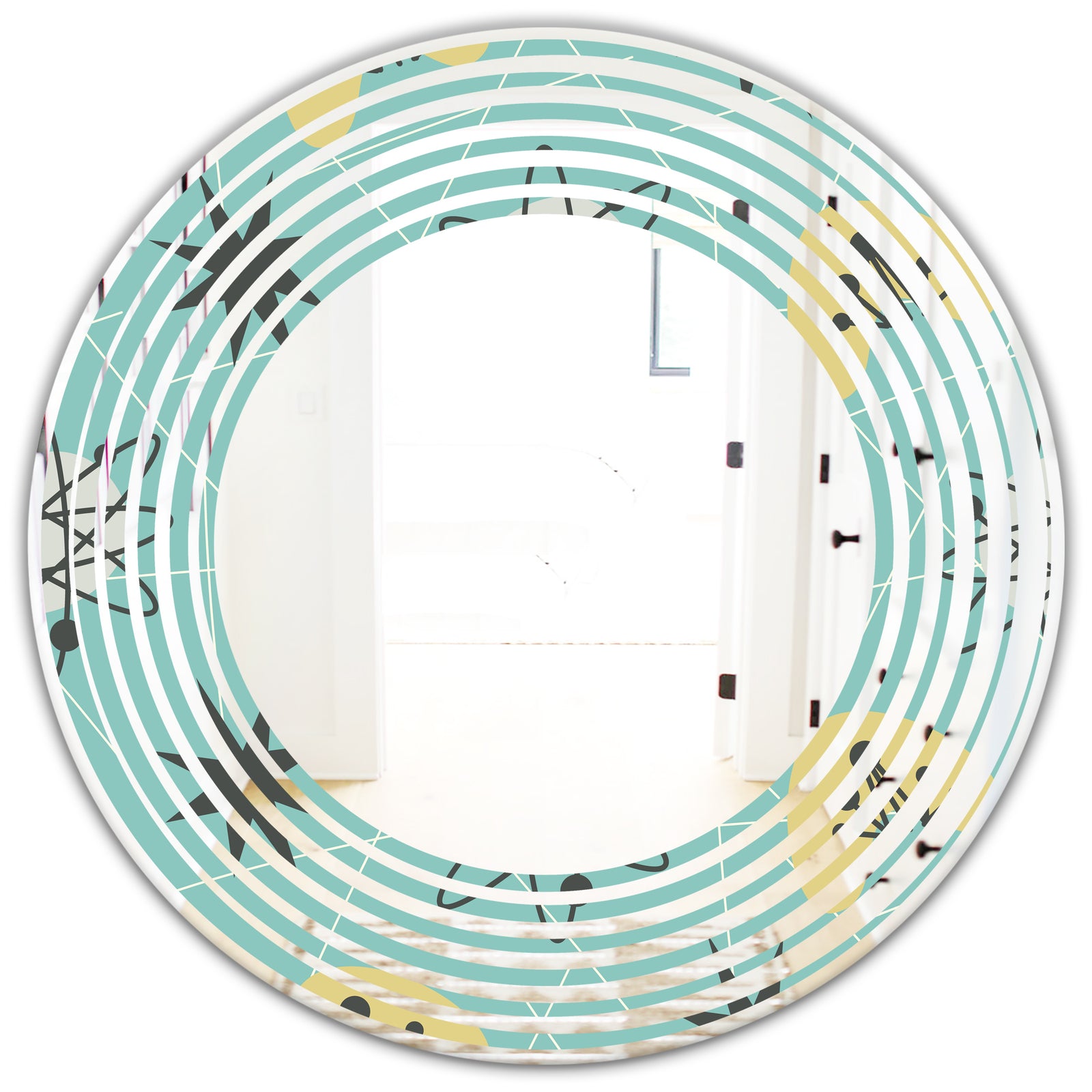 1950 Retro Pattern I - Modern Round or Oval Wall Mirror - Wave