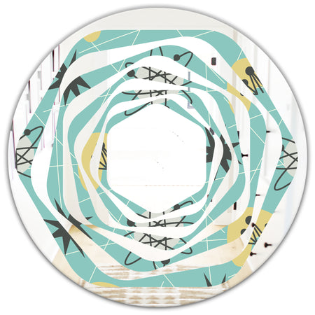 1950 Retro Pattern I - Modern Round or Oval Wall Mirror - Whirl