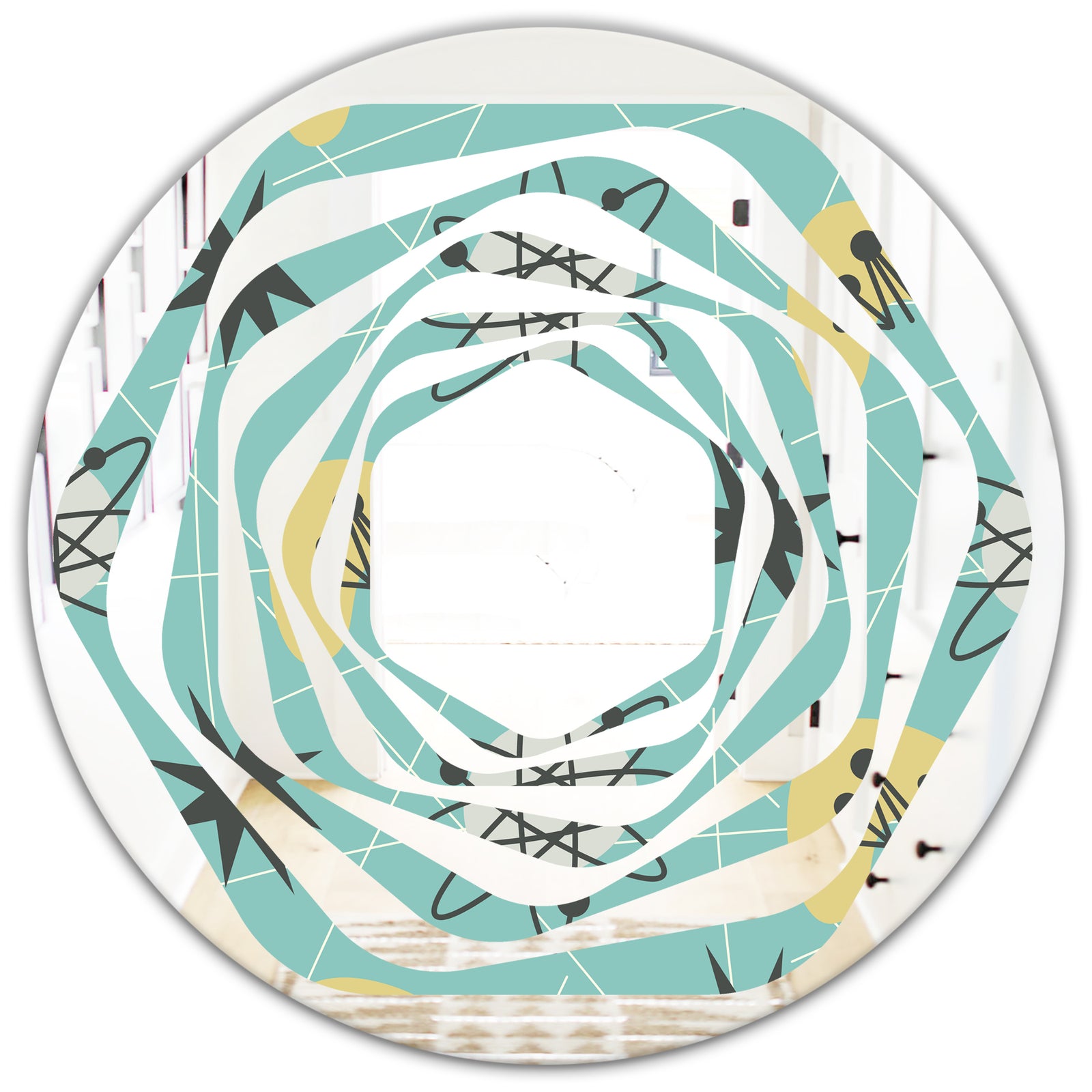 1950 Retro Pattern I - Modern Round or Oval Wall Mirror - Whirl