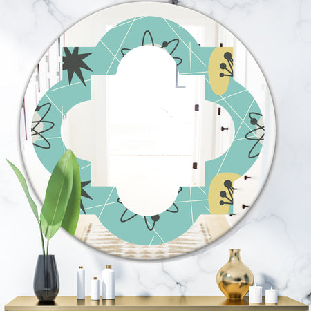 1950 Retro Pattern I - Modern Round or Oval Wall Mirror - Quatrefoil