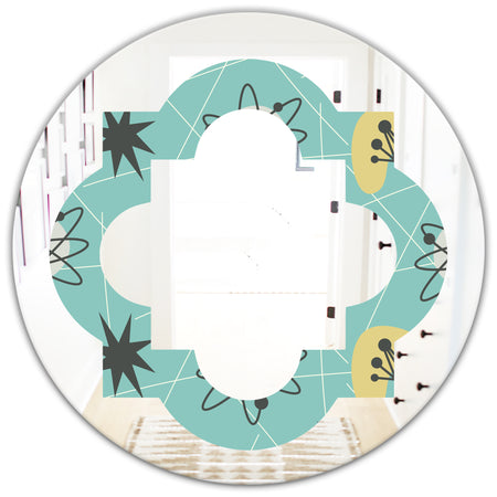 1950 Retro Pattern I - Modern Round or Oval Wall Mirror - Quatrefoil