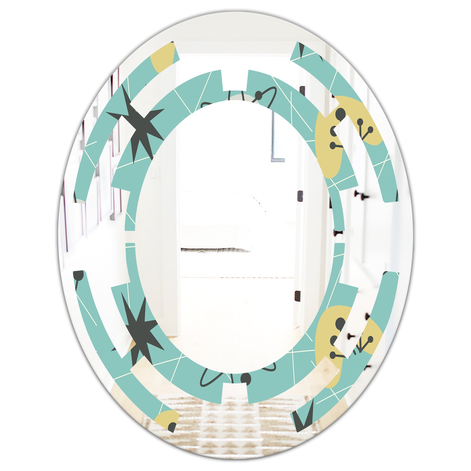 1950 Retro Pattern I - Modern Round or Oval Wall Mirror - Space