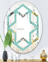 1950 Retro Pattern I - Modern Round or Oval Wall Mirror - Hexagon Star