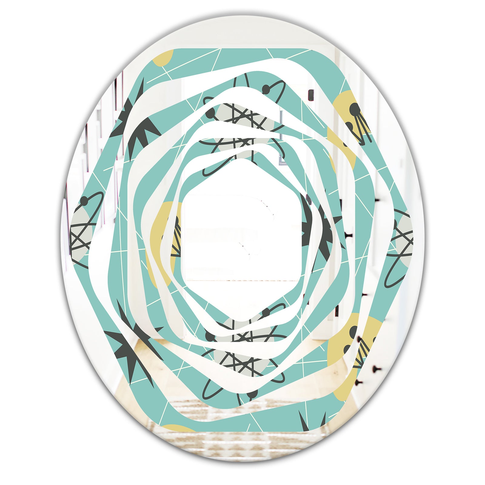 1950 Retro Pattern I - Modern Round or Oval Wall Mirror - Whirl