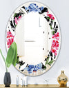 Floral Retro Pattern I - Modern Round or Oval Wall Mirror - Leaves