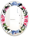 Floral Retro Pattern I - Modern Round or Oval Wall Mirror - Leaves
