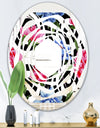 Floral Retro Pattern I - Modern Round or Oval Wall Mirror - Whirl