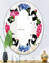 Floral Retro Pattern I - Modern Round or Oval Wall Mirror - Quatrefoil