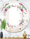 Floral Botanical Retro X - Modern Round or Oval Wall Mirror - Space