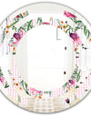 Floral Botanical Retro X - Modern Round or Oval Wall Mirror - Space