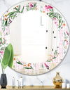 Floral Botanical Retro X - Modern Round or Oval Wall Mirror - Leaves