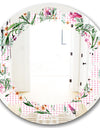 Floral Botanical Retro X - Modern Round or Oval Wall Mirror - Leaves