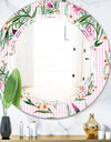Floral Botanical Retro X - Modern Round or Oval Wall Mirror - Triple C