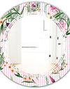 Floral Botanical Retro X - Modern Round or Oval Wall Mirror - Triple C