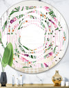 Floral Botanical Retro X - Modern Round or Oval Wall Mirror - Whirl