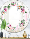 Floral Botanical Retro X - Modern Round or Oval Wall Mirror - Quatrefoil