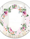 Floral Botanical Retro X - Modern Round or Oval Wall Mirror - Quatrefoil