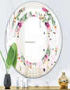 Floral Botanical Retro X - Modern Round or Oval Wall Mirror - Space