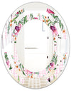 Floral Botanical Retro X - Modern Round or Oval Wall Mirror - Space