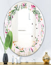 Floral Botanical Retro X - Modern Round or Oval Wall Mirror - Leaves