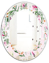 Floral Botanical Retro X - Modern Round or Oval Wall Mirror - Leaves