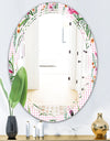 Floral Botanical Retro X - Modern Round or Oval Wall Mirror - Triple C