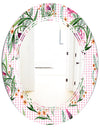 Floral Botanical Retro X - Modern Round or Oval Wall Mirror - Triple C