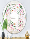 Floral Botanical Retro X - Modern Round or Oval Wall Mirror - Whirl